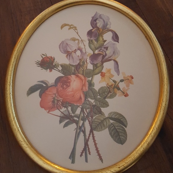 Vintage | Wall Decor | Vintage Oval Floral Framed Print | Poshmark